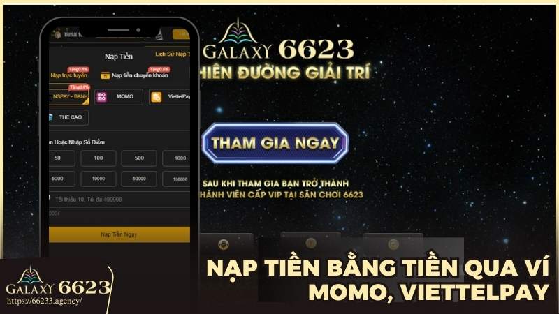 Sử dụng ví điện tử như MoMo, ZaloPay, ViettelPay để nạp tiền vào tài khoản Galaxy 6623