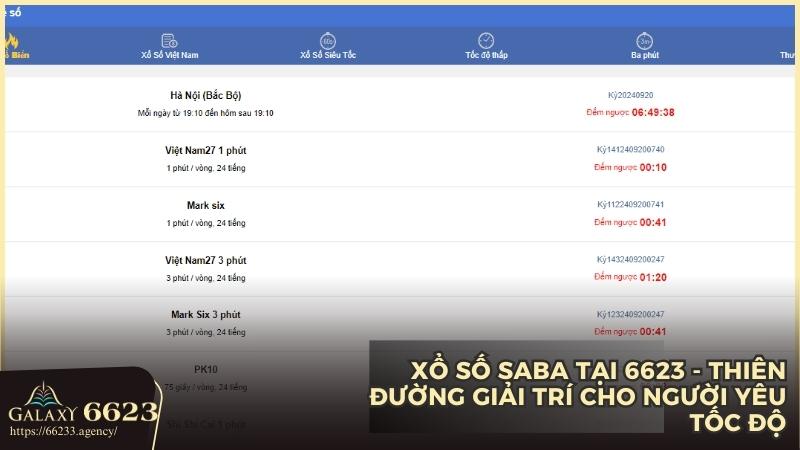 Xổ số Saba tại 6623: Sân chơi giải trí cho người yêu tốc độ